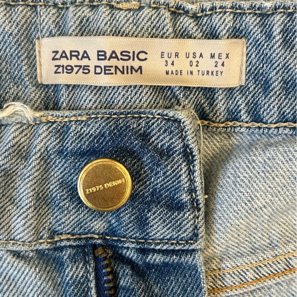 Zara Light Blue Distressed Flare Jeans - Picture 6 of 7